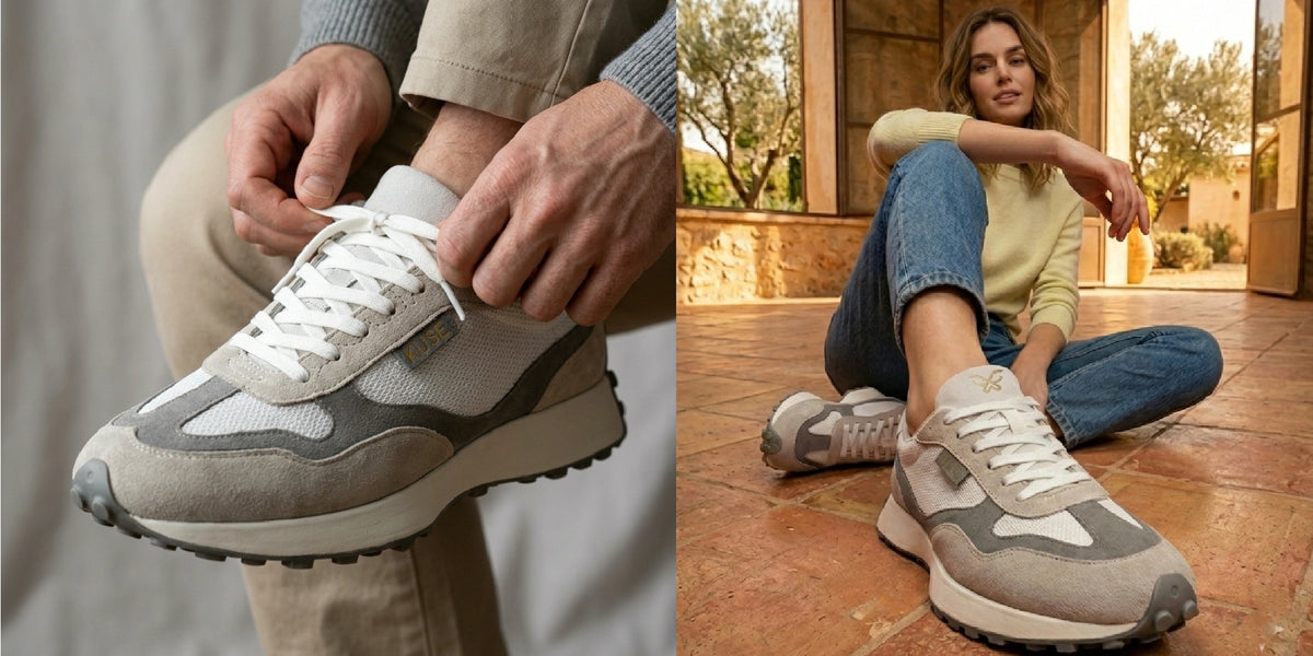 Sneakers Retro Beige y Gris Unisex | Comodidad y Estilo Casual Diario